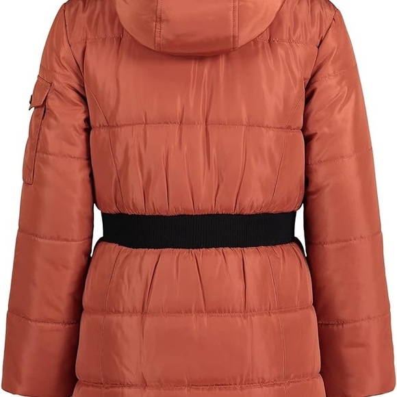 NWT Hudson Puffer Coat Faux Fur Trim in Baked Clay fleece lined.  Fits women XS - Picture 9 of 16